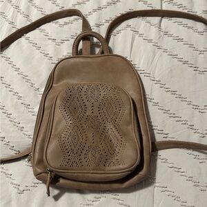 Tan Vegan Leather Mini Backpack